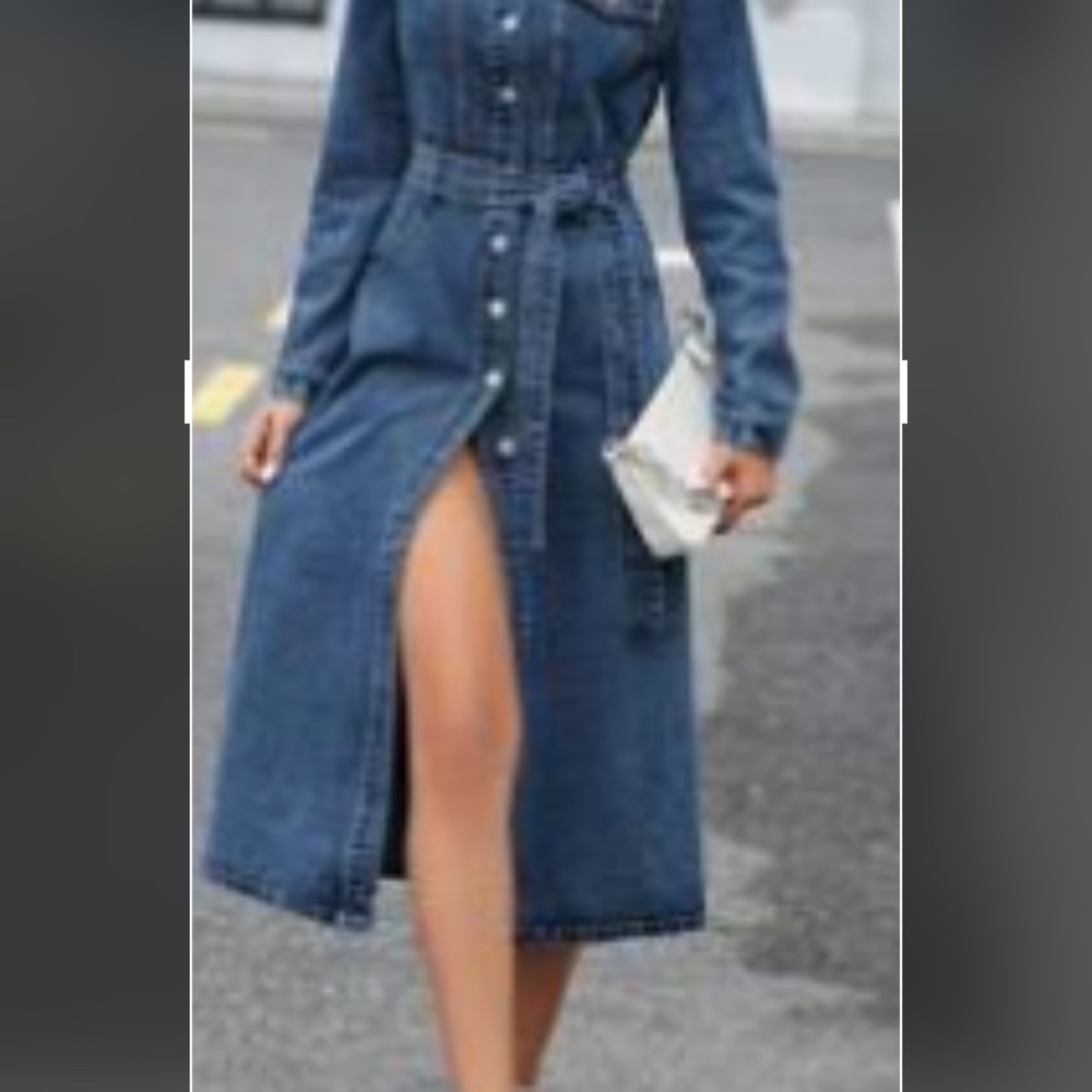 Denim Button-Up Midi Dress